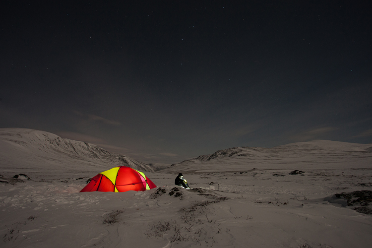 Kamperen in een besneeuwd Dovrefjell